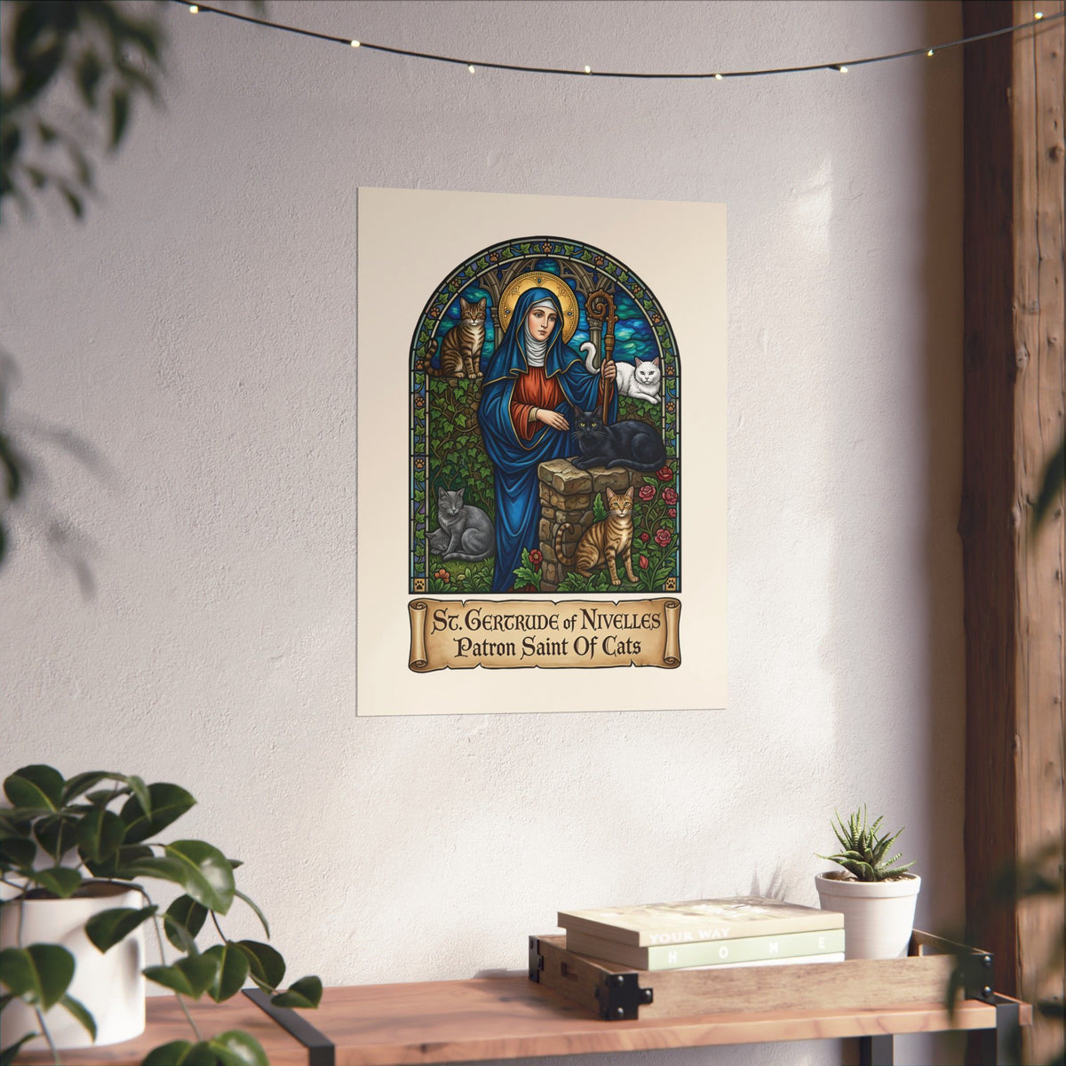 Saint Gertrude of Nivelles Cat Patron Poster — Patron Saint of Cats Poster