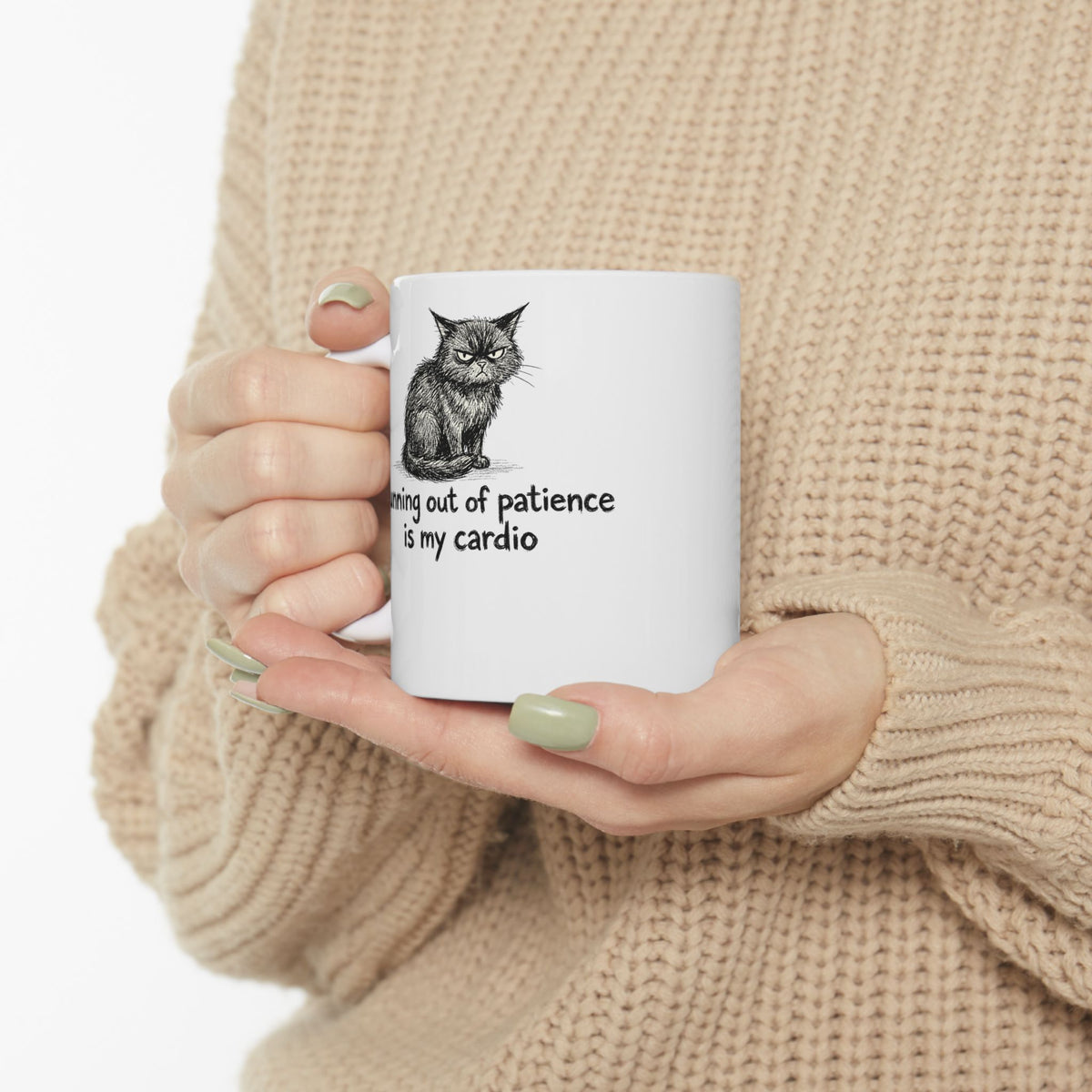 Running Out Of Patience Is My Cardio Cat Ceramic Mug