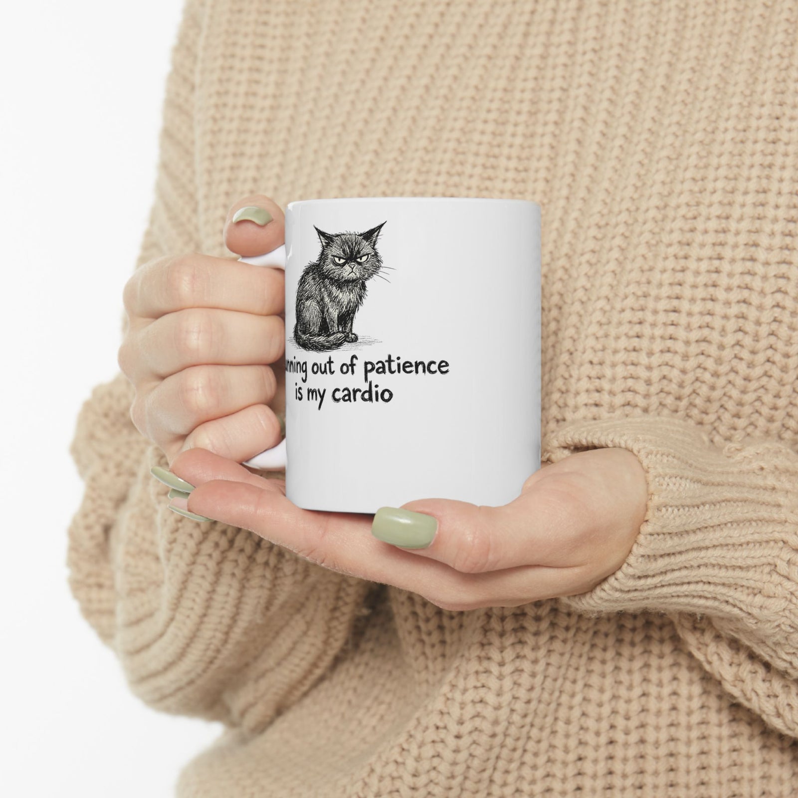 Running Out Of Patience Is My Cardio Cat Ceramic Mug