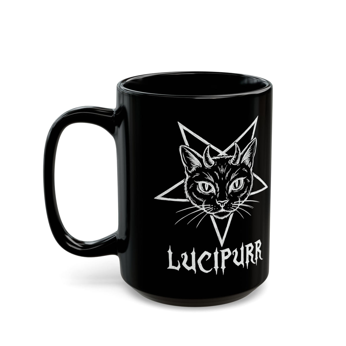 Lucipurr Lucifer Cat Black Mug — Gothic Cat Mug