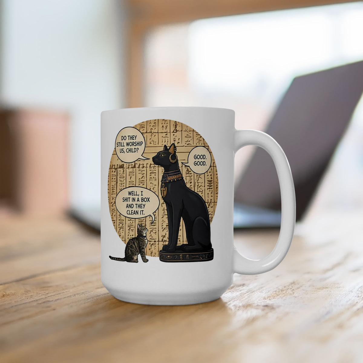 Do People Still Worship Cats? Funny Ceramic Mug — Novelty Cat Lover Mug