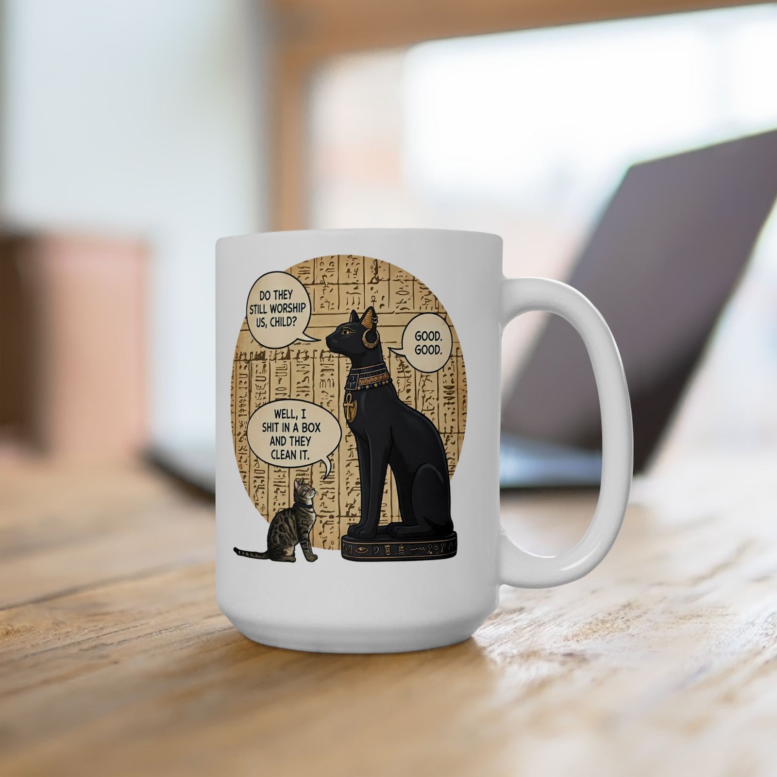 Do People Still Worship Cats? Funny Ceramic Mug — Novelty Cat Lover Mug