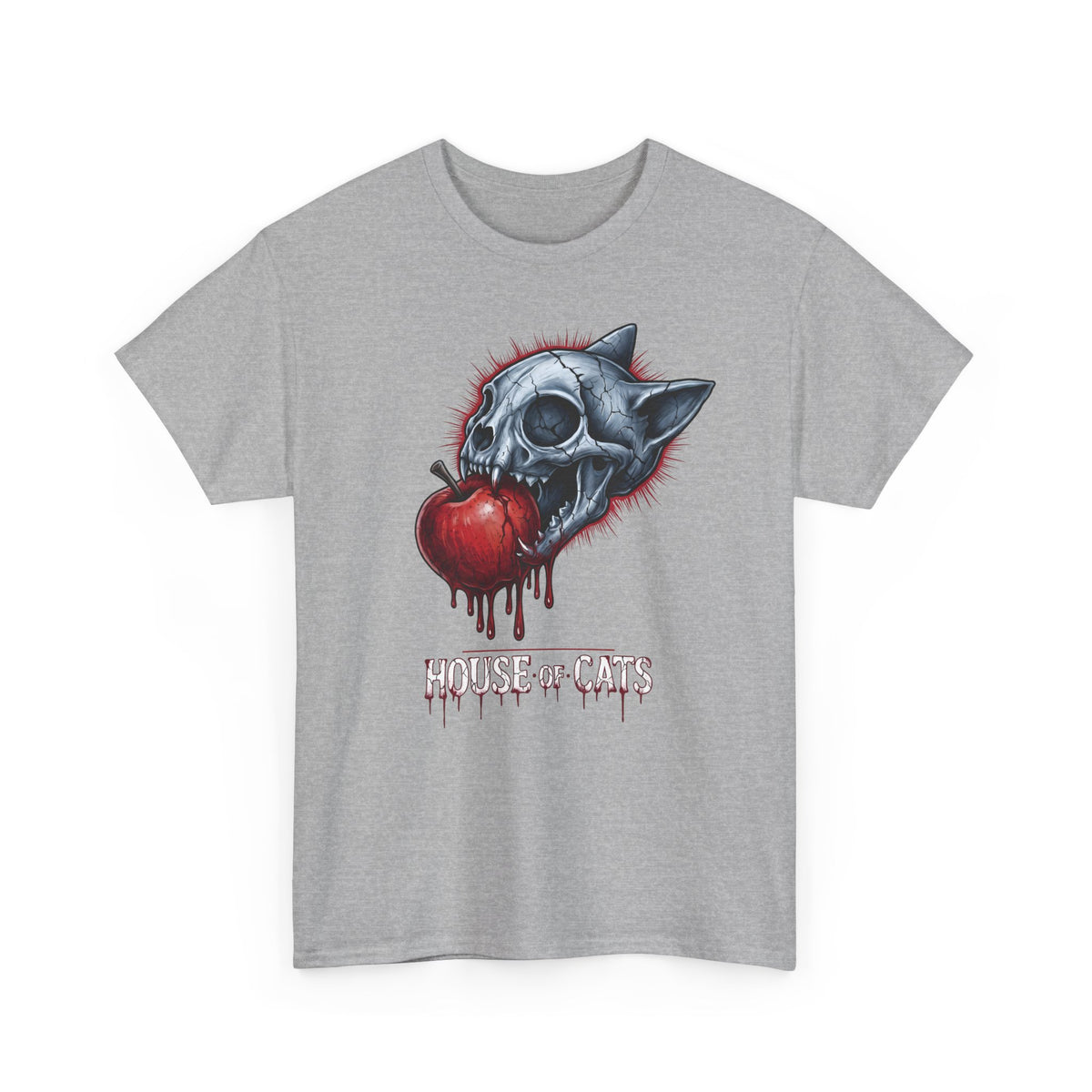 House Of Cats T-Shirt — Gothic Cat Skull Dripping Apple Tee