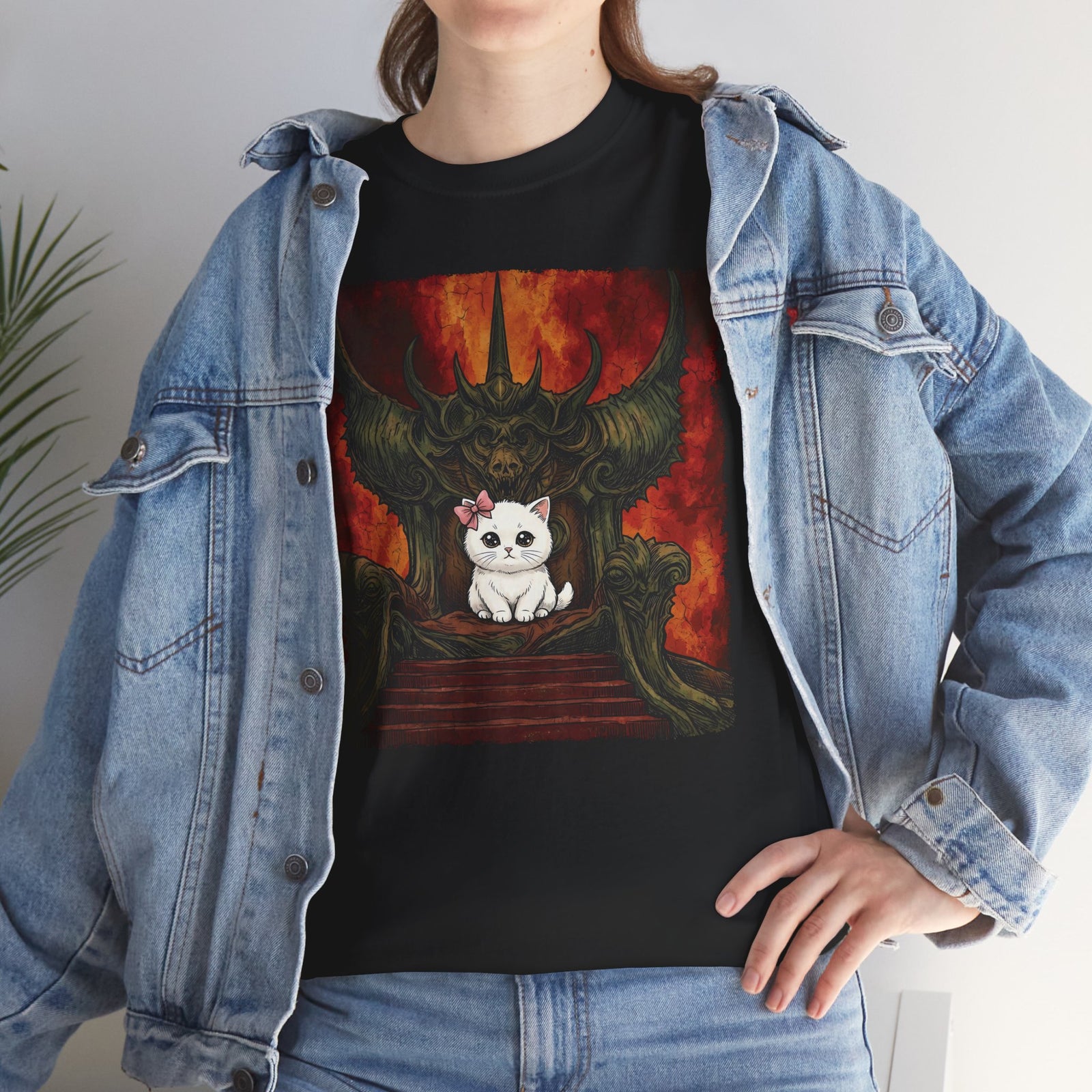 Evil Kitty Throne Kitten T-Shirt — Cute Cat Dark Fantasy Graphic