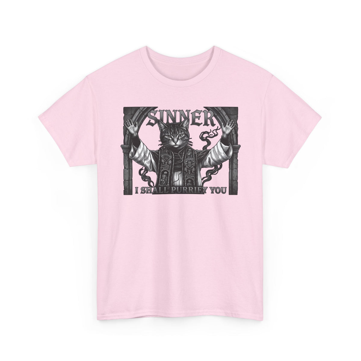 Sinner Shall I Purrify You Cat Tee — 'Purriest' Funny Gothic Cat Shirt