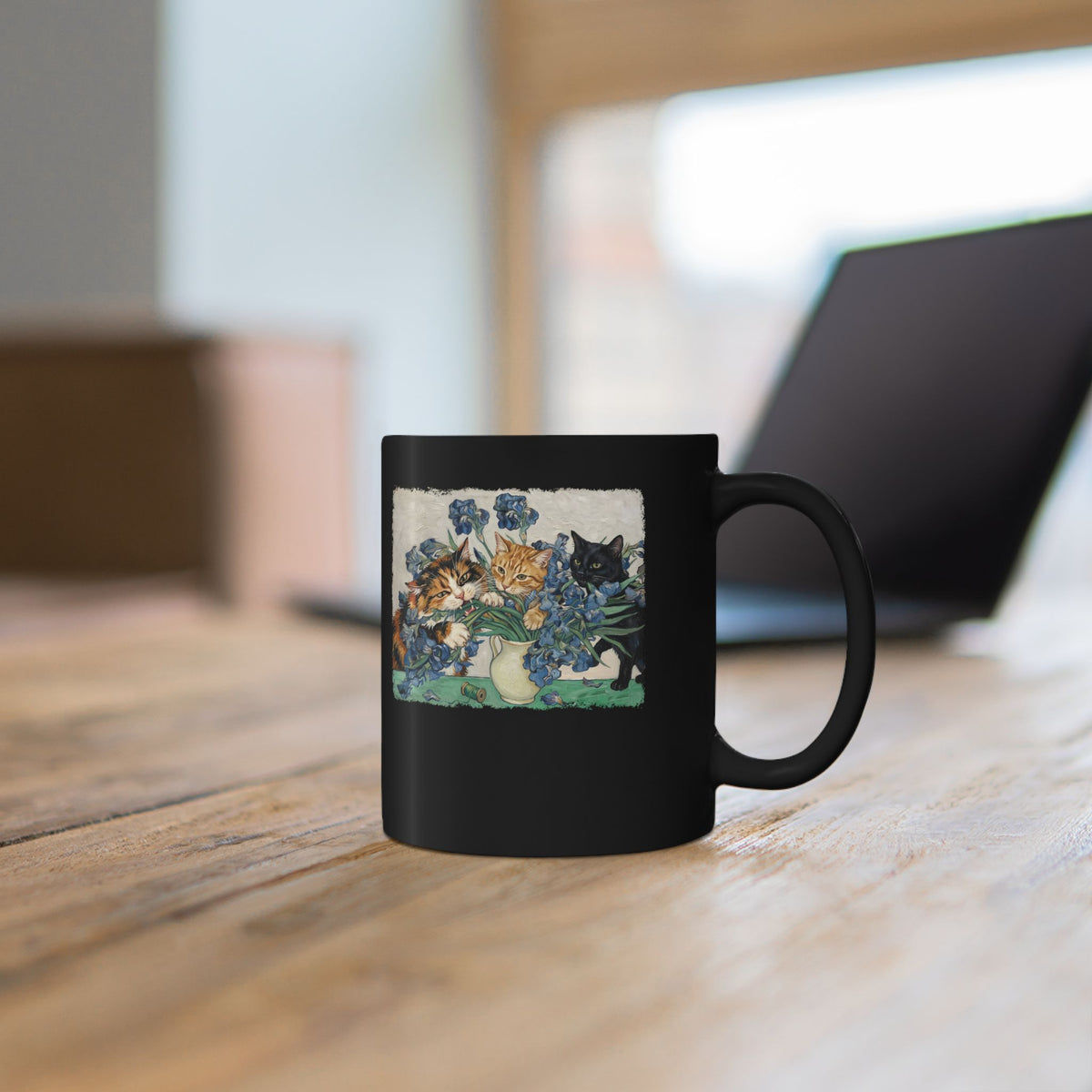Cats and Masterpiece Black Mug