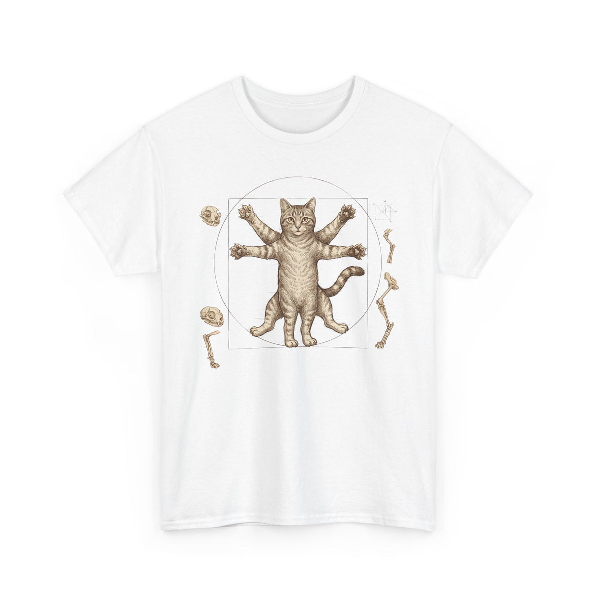 Vitruvian Cat T-Shirt — Anatomical Cat Art Tee