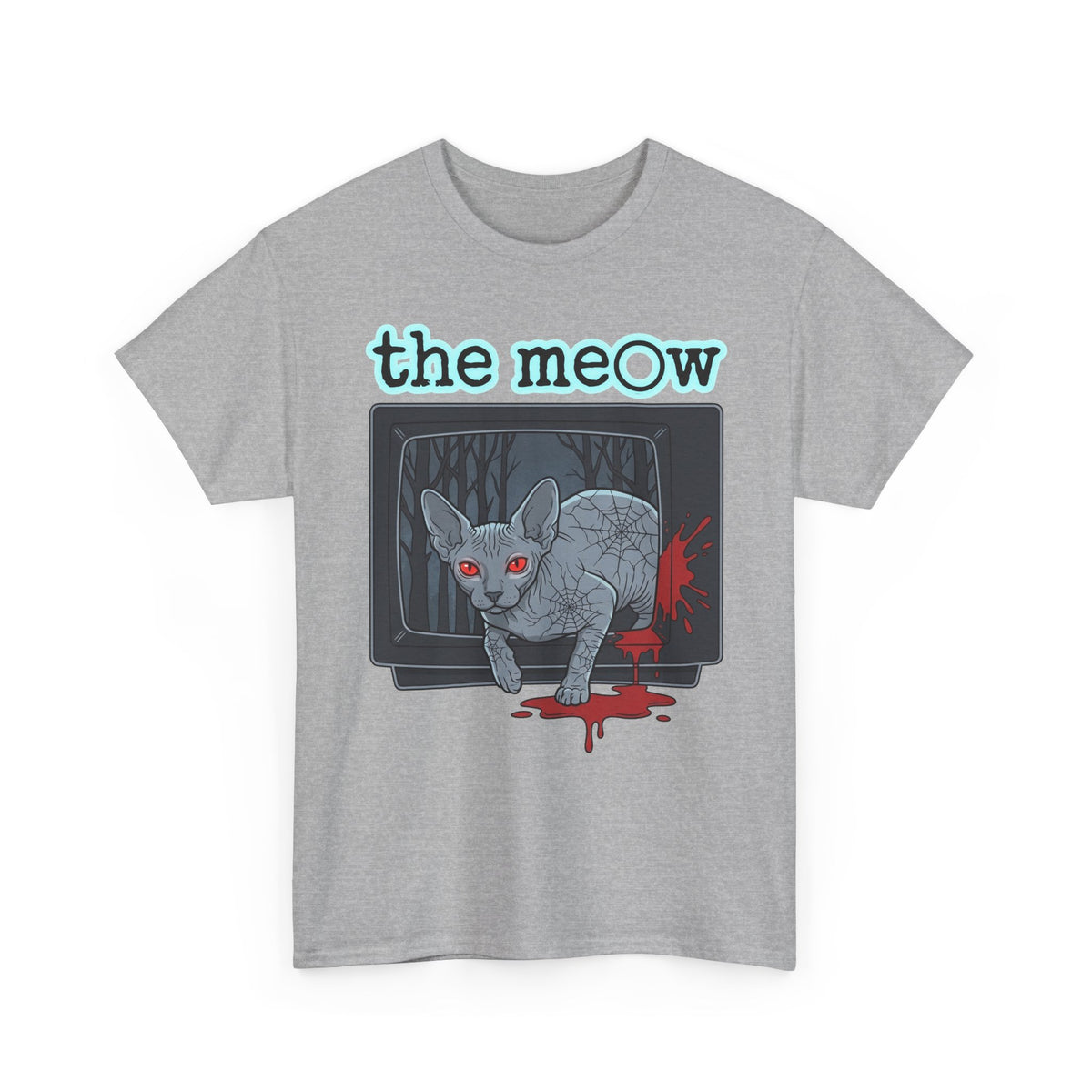 The meow Creepy Cat TV Horror T-Shirt