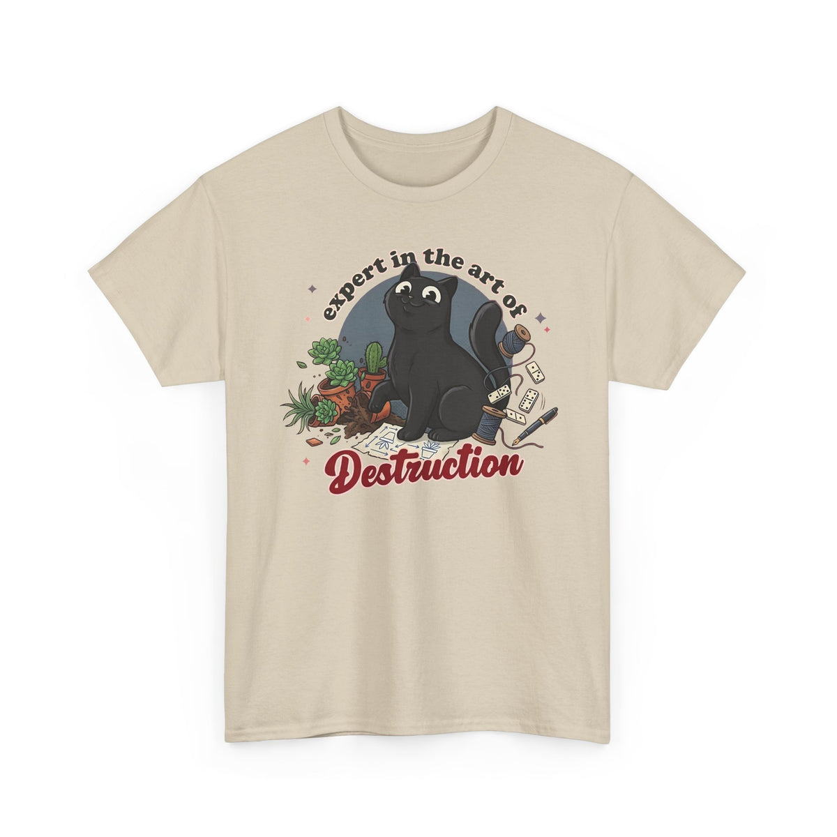 Cat Destruction T-Shirt — “Expert in the Art of Destruction” Cute Cat Plant Shirt