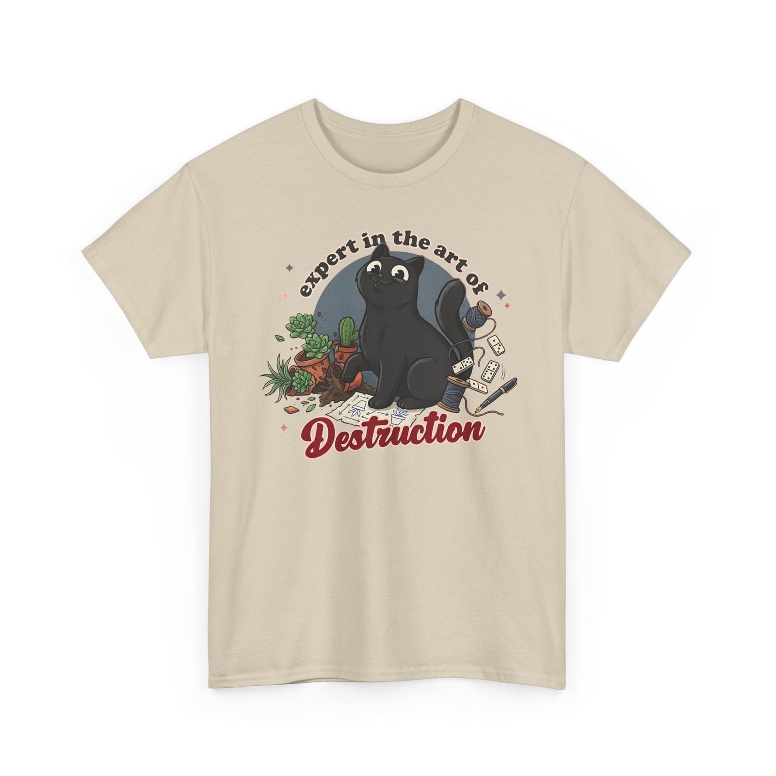 Cat Destruction T-Shirt — “Expert in the Art of Destruction” Cute Cat Plant Shirt