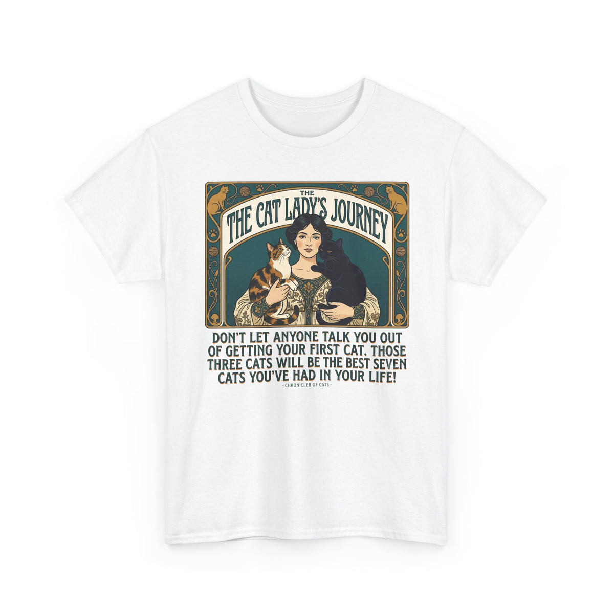 Cat Lady Journey T‑Shirt — "The Cat Lady's Journey" Vintage Cat Lover Tee