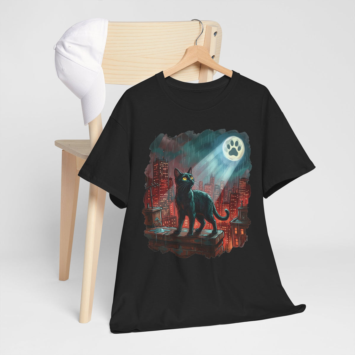 Black Cat Hero T-Shirt — Noir City Rescue Paw Signal Tee