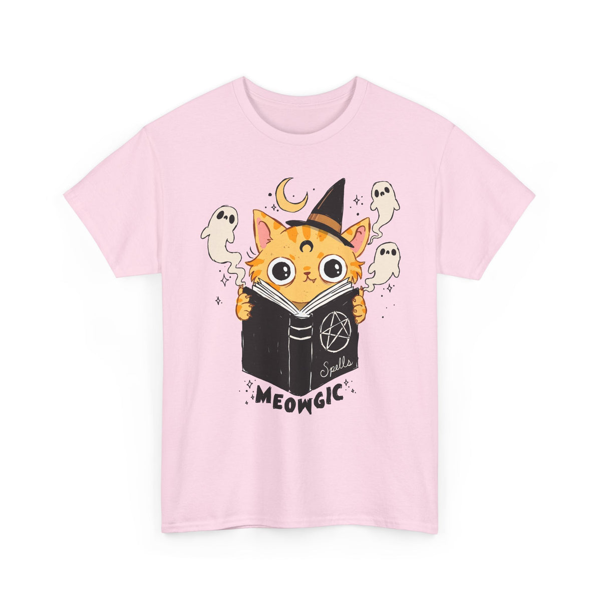 Meowgic Spellbook Orange Cat — Cute Witchy Halloween Graphic Art