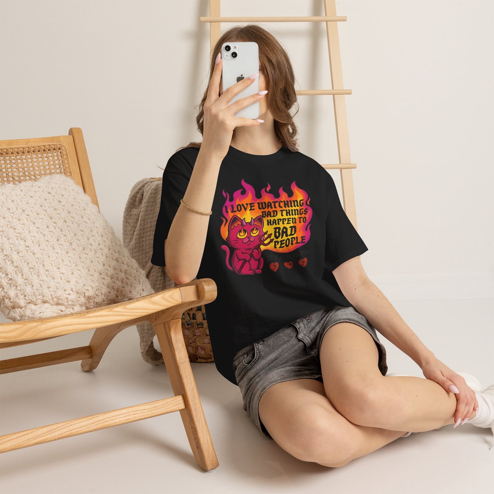 Evil Cat 'I Love Watching Bad Things' T-Shirt