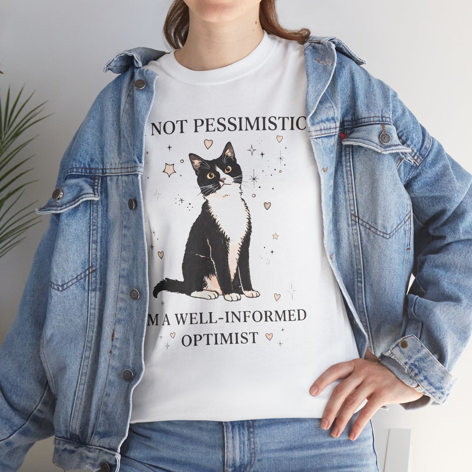Well-Informed Optimist Tuxedo Cat T-Shirt — Funny Sarcastic Feline Graphic Tee