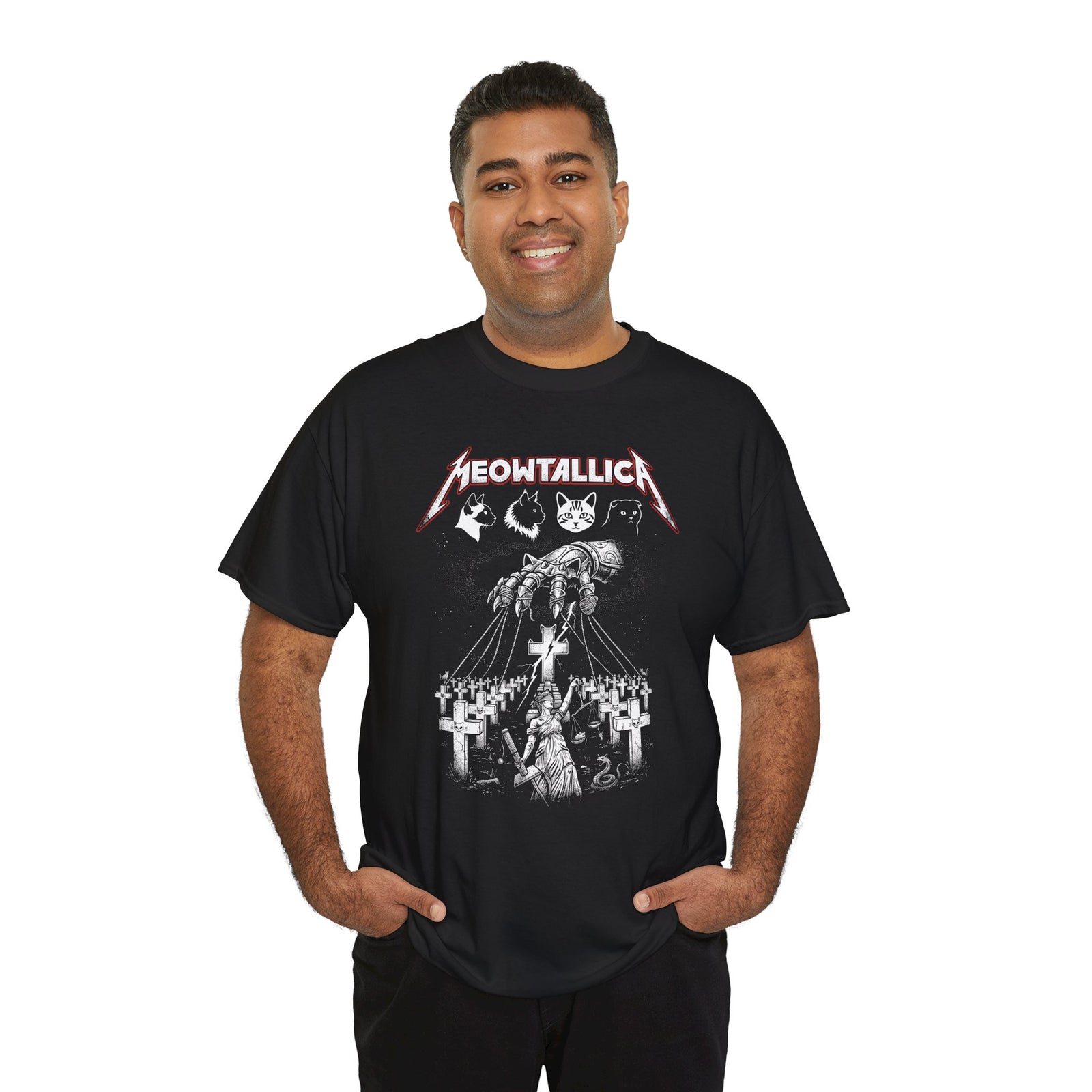 Meowtallica Graphic Tee — Metal Cat Band T-Shirt