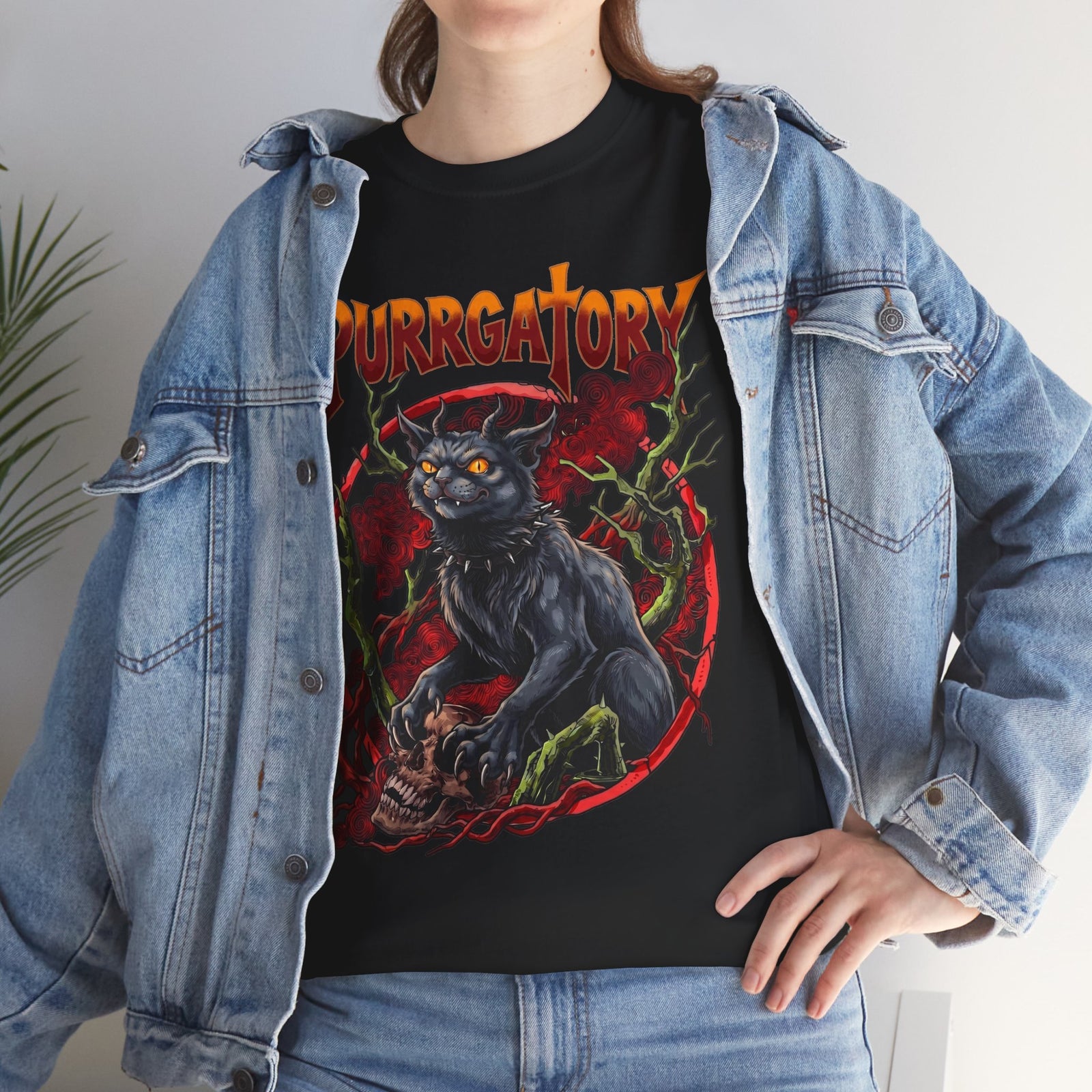 Purrgatory Demon Cat T-Shirt — Heavy Metal Occult Horned Feline Tee