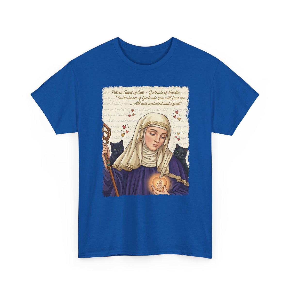 Gertrude of Nivelles "All Cats Protected and Loved" T-Shirt