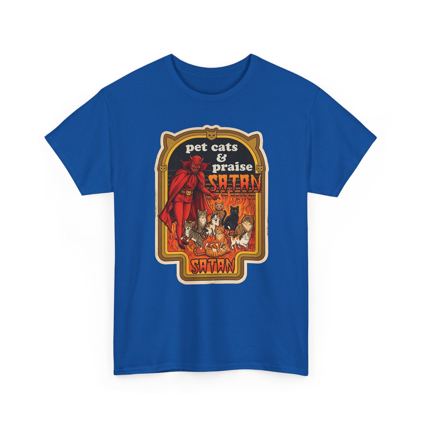 Pet Cats and Praise Satan T-Shirt — Gothic Cat Lover Tee