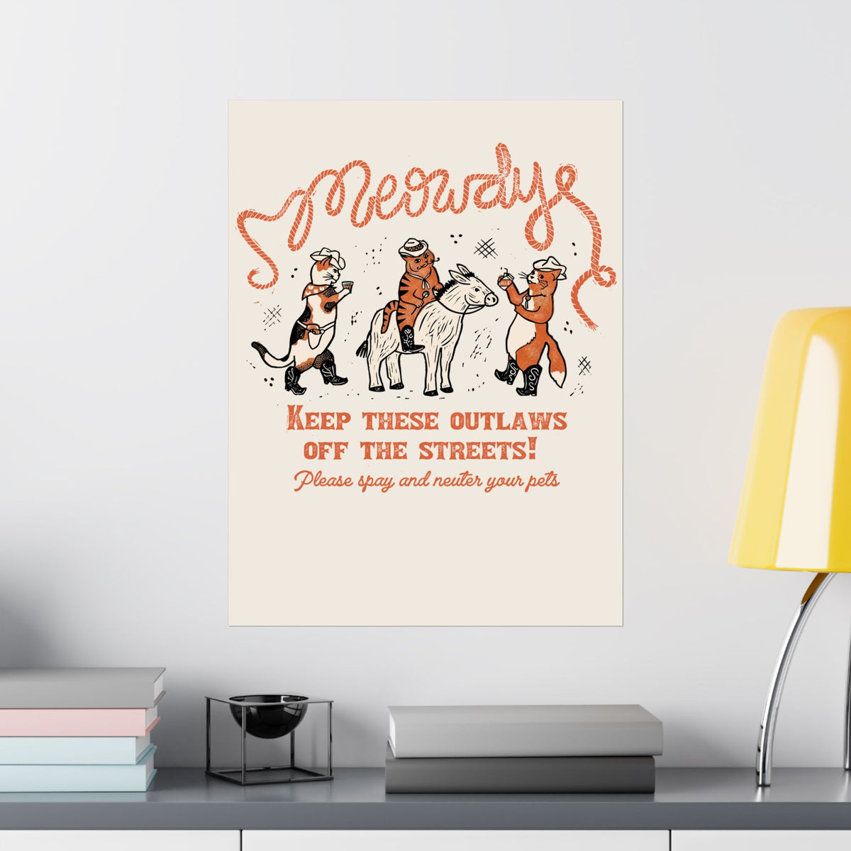 Meowdy Cat Poster — Funny Cowgirl Cat Poster