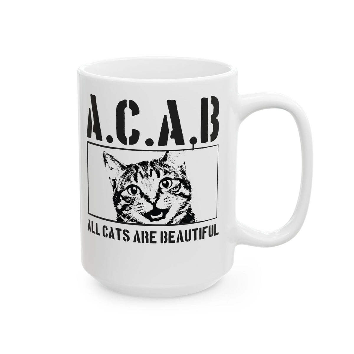 ACAB “All Cats Are Beautiful” Ceramic Mug — Cute Cat Lover Graphic Mug