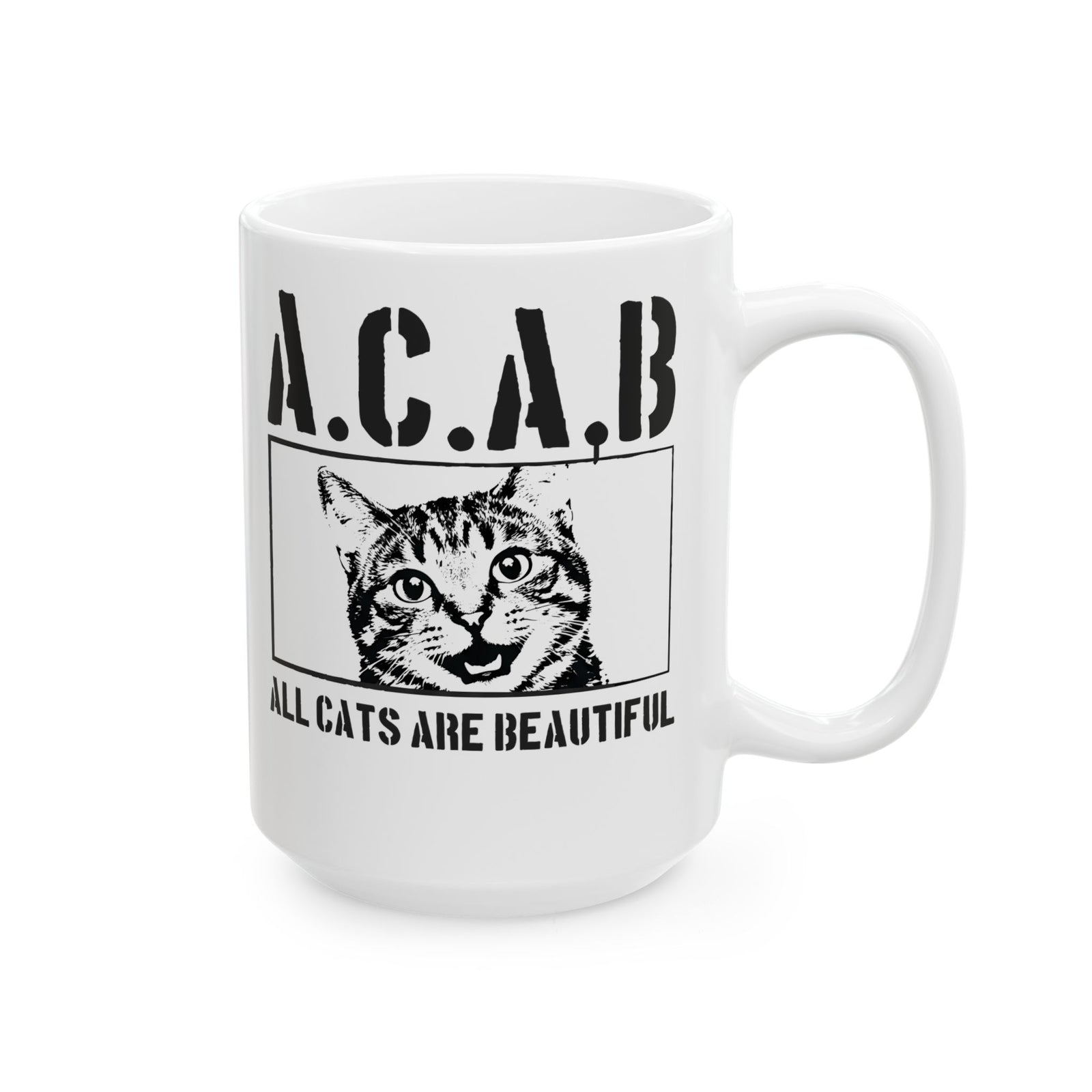 ACAB “All Cats Are Beautiful” Ceramic Mug — Cute Cat Lover Graphic Mug