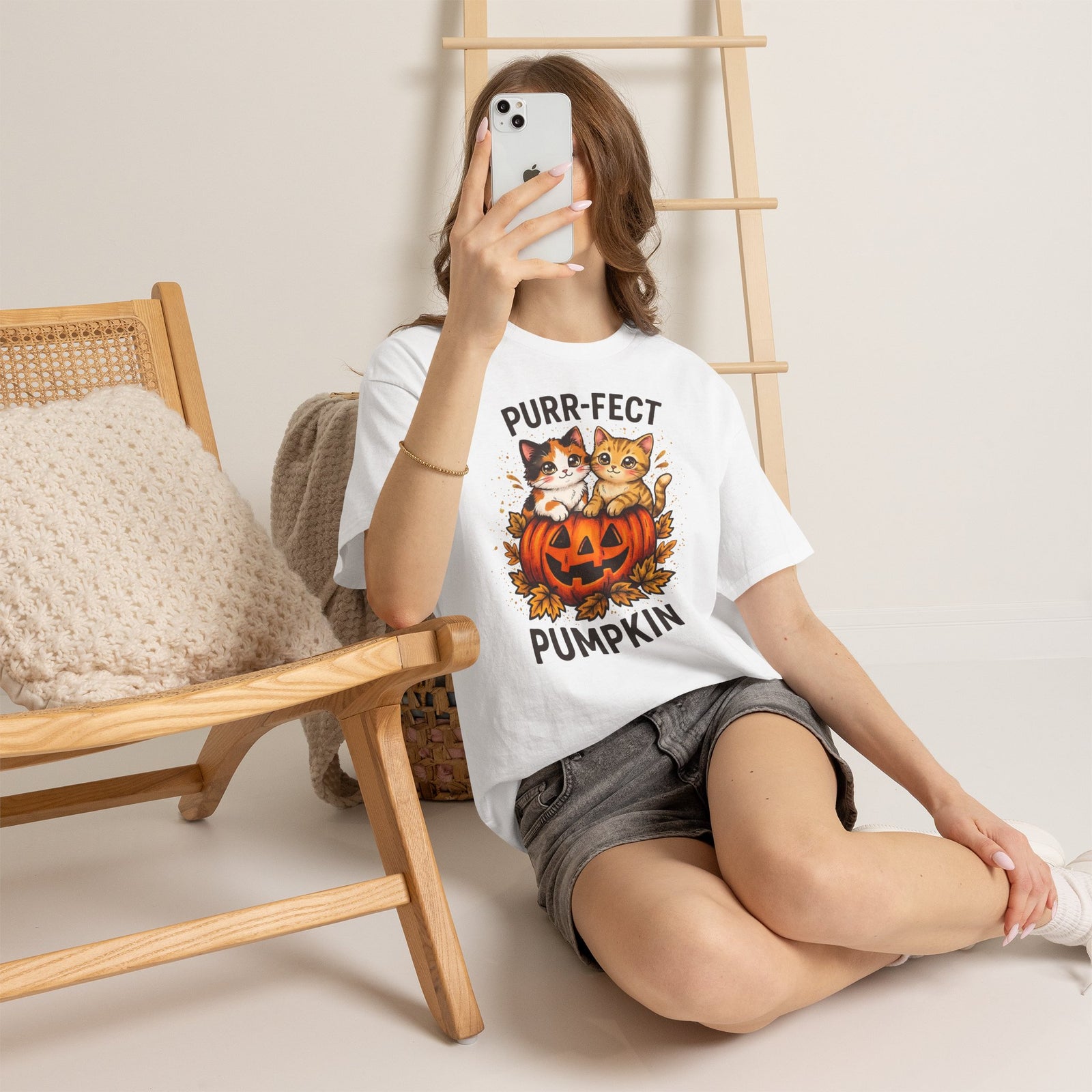 Purr-fect Pumpkin T-Shirt – Cute Halloween Cat Tee