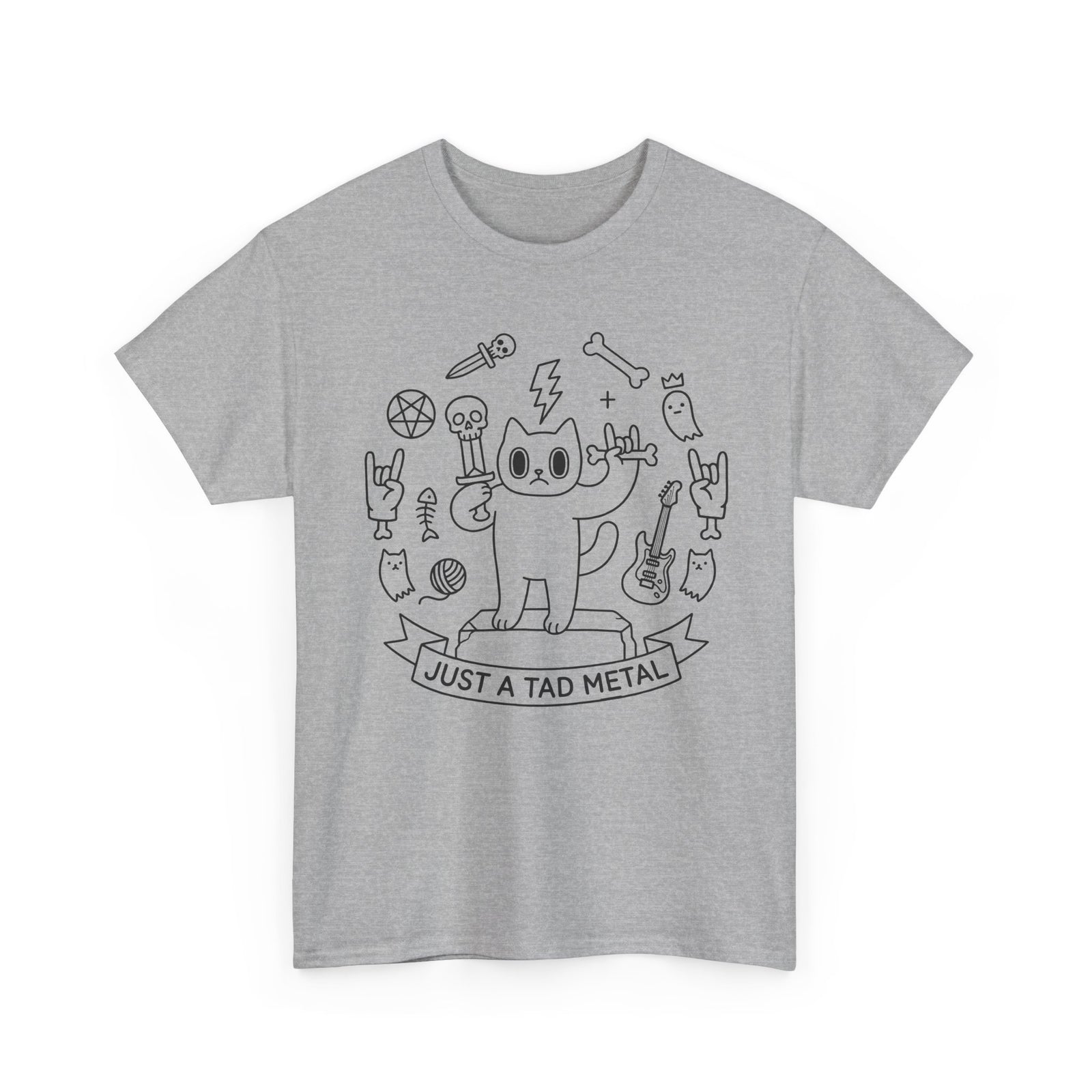 Just A Tad Metal Cat T-Shirt — Funny Heavy Metal Rocker Feline Tee
