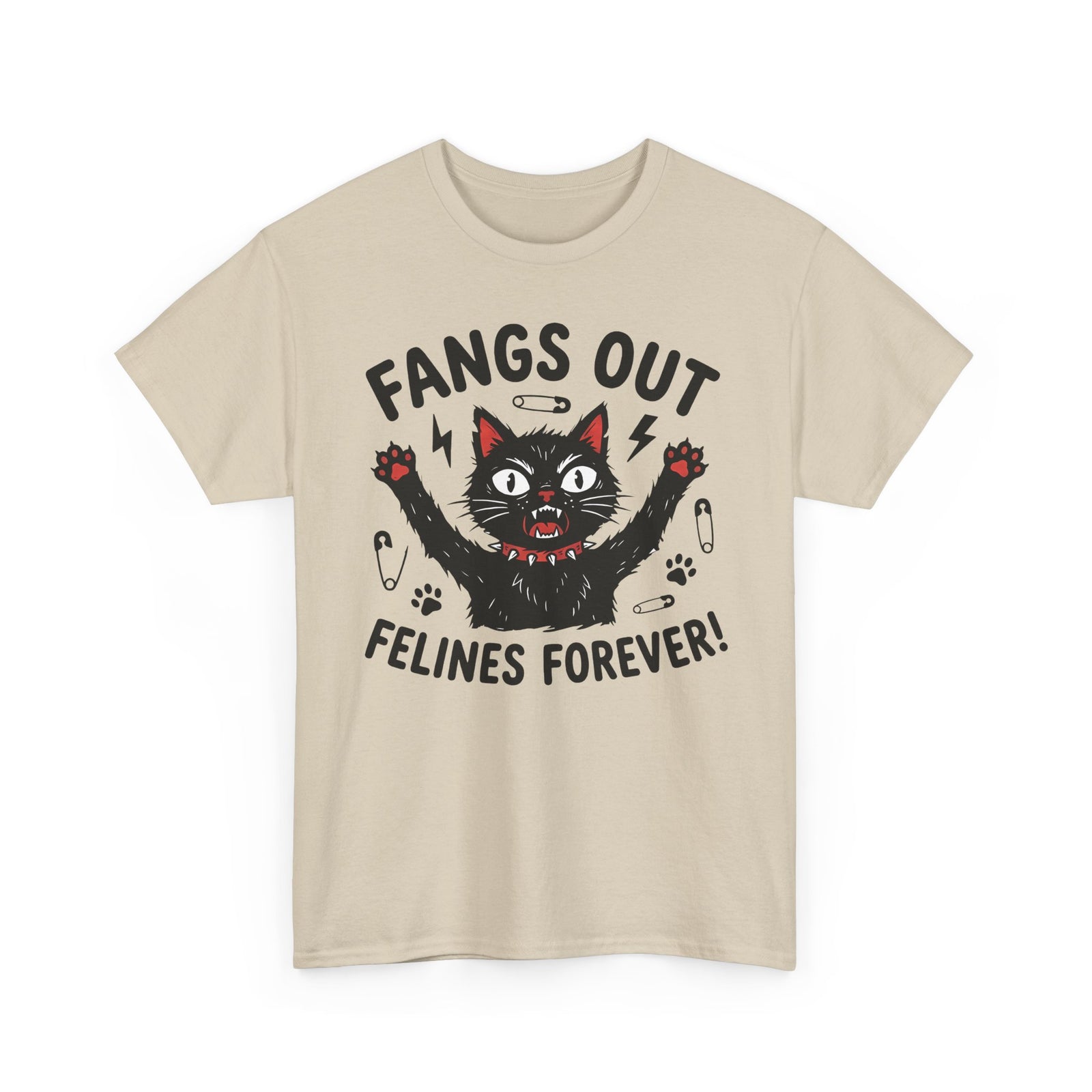 Fangs Out Felines Forever Tee — Cat Lover Graphic T‑Shirt