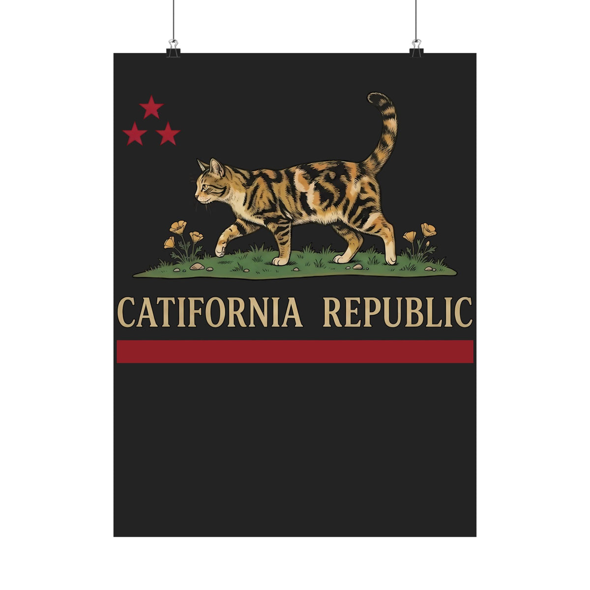 Catifornia Republic Funny Cat Poster — Vintage Cali Cat Graphic Poster