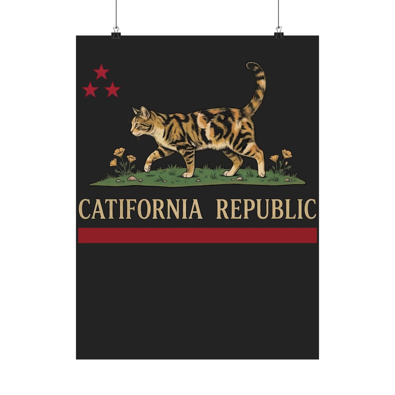 Catifornia Republic Funny Cat Poster — Vintage Cali Cat Graphic Poster