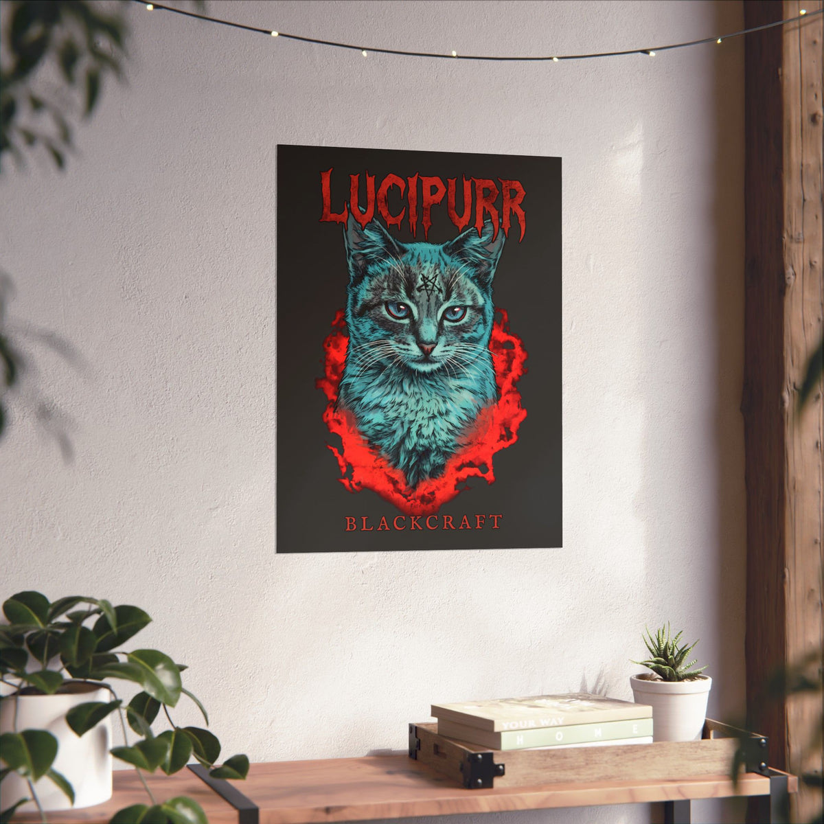 Lucipurr Blackcraft Poster — Edgy Heavy Metal Satanic Cat Graphic Poster