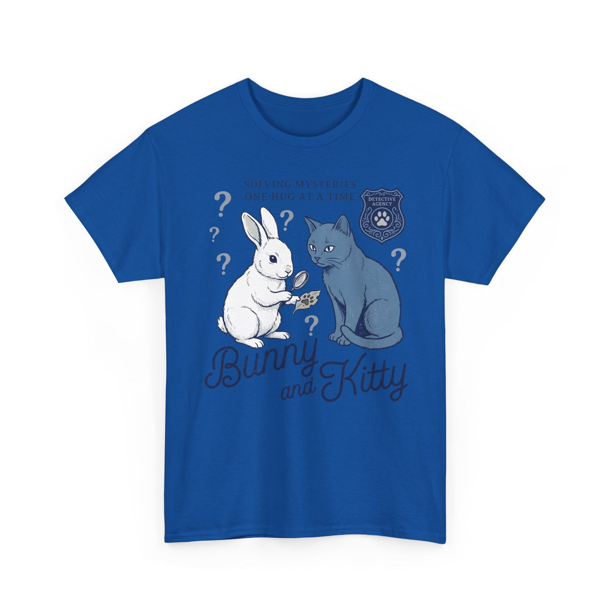 Detective Bunny & Kitty T-Shirt — Cute 'Solving Mysteries One Hug At A Time' Tee