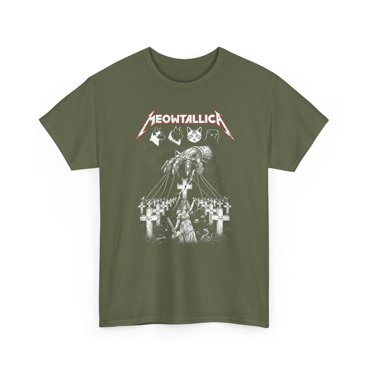 Meowtallica Graphic Tee — Metal Cat Band T-Shirt