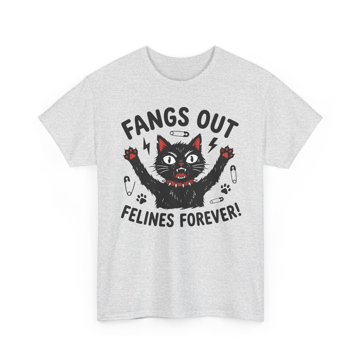 Fangs Out Felines Forever Tee — Cat Lover Graphic T‑Shirt