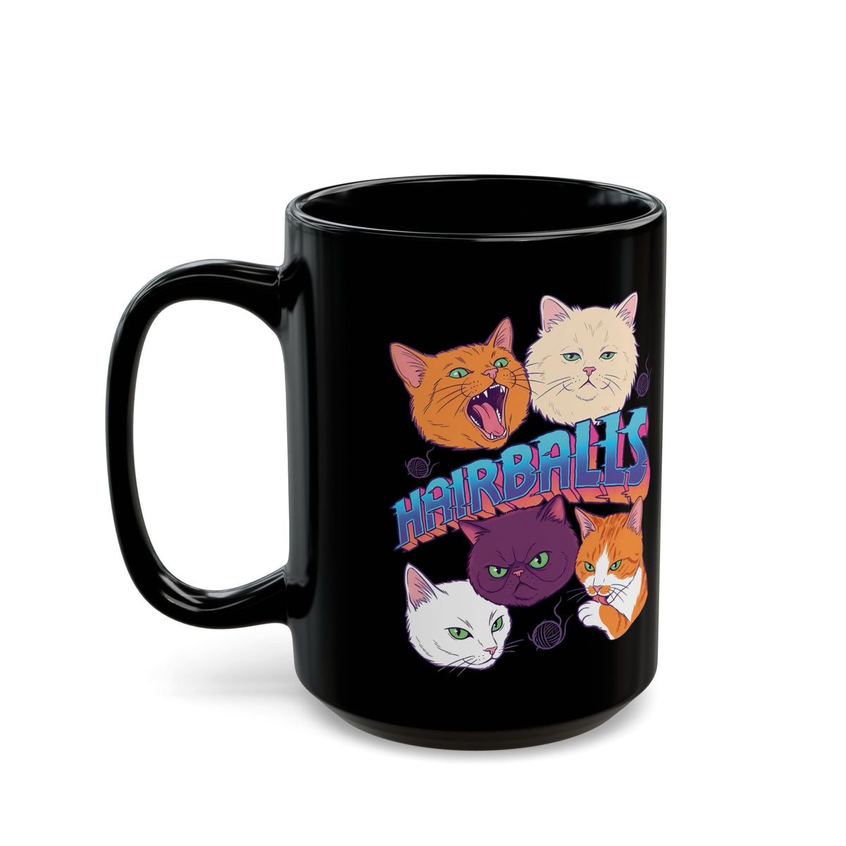 Cats Hairballs Black Mug — Funny Cat Lover Mug