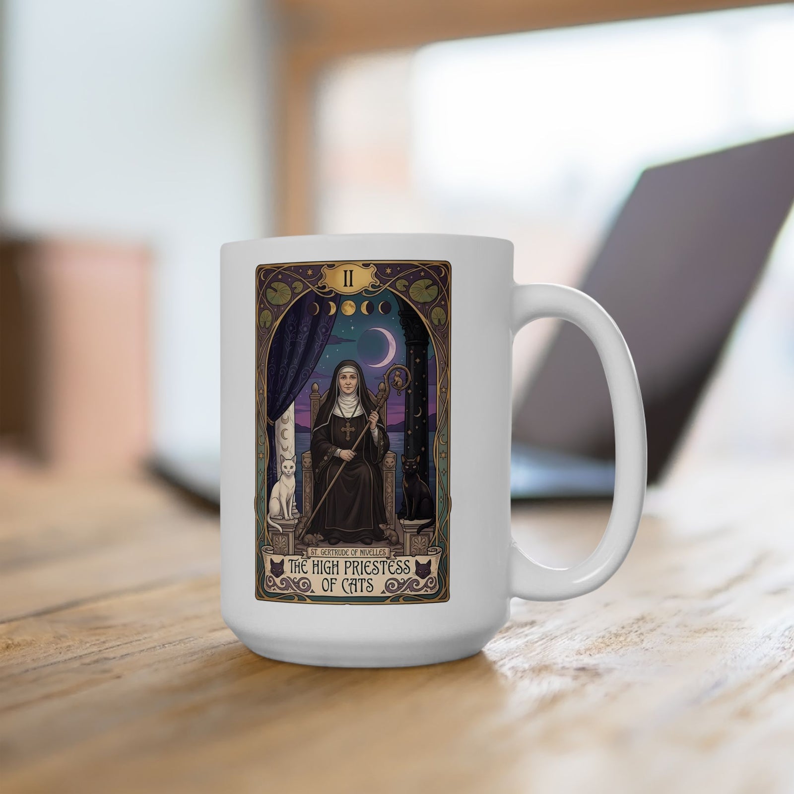 High Priestess of Cats Ceramic Mug — Mystical Cat Lover Mug