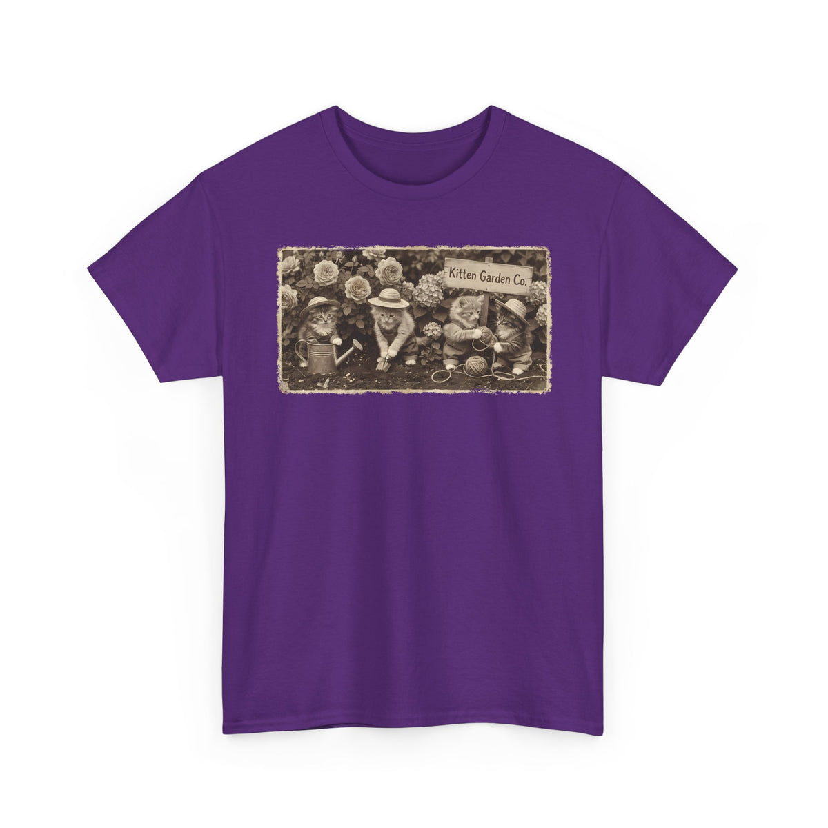 Vintage Kittens in the Garden T-Shirt — Cute Floral Cat Tee
