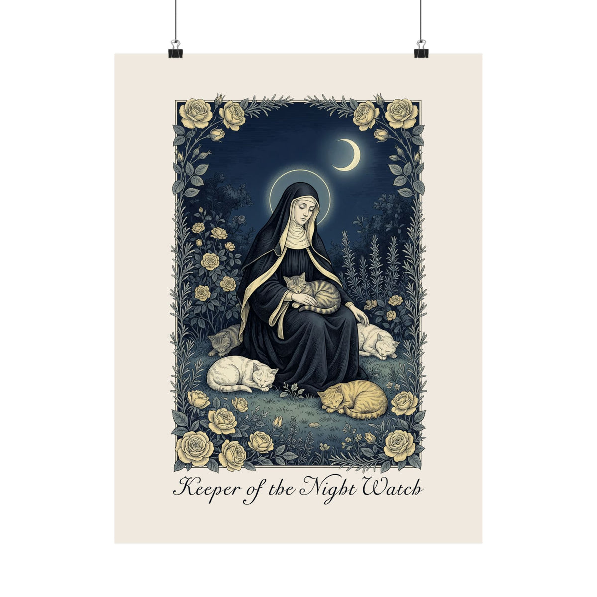 Keeper of the Night Watch Gertrude of Nivelles Cats Poster
