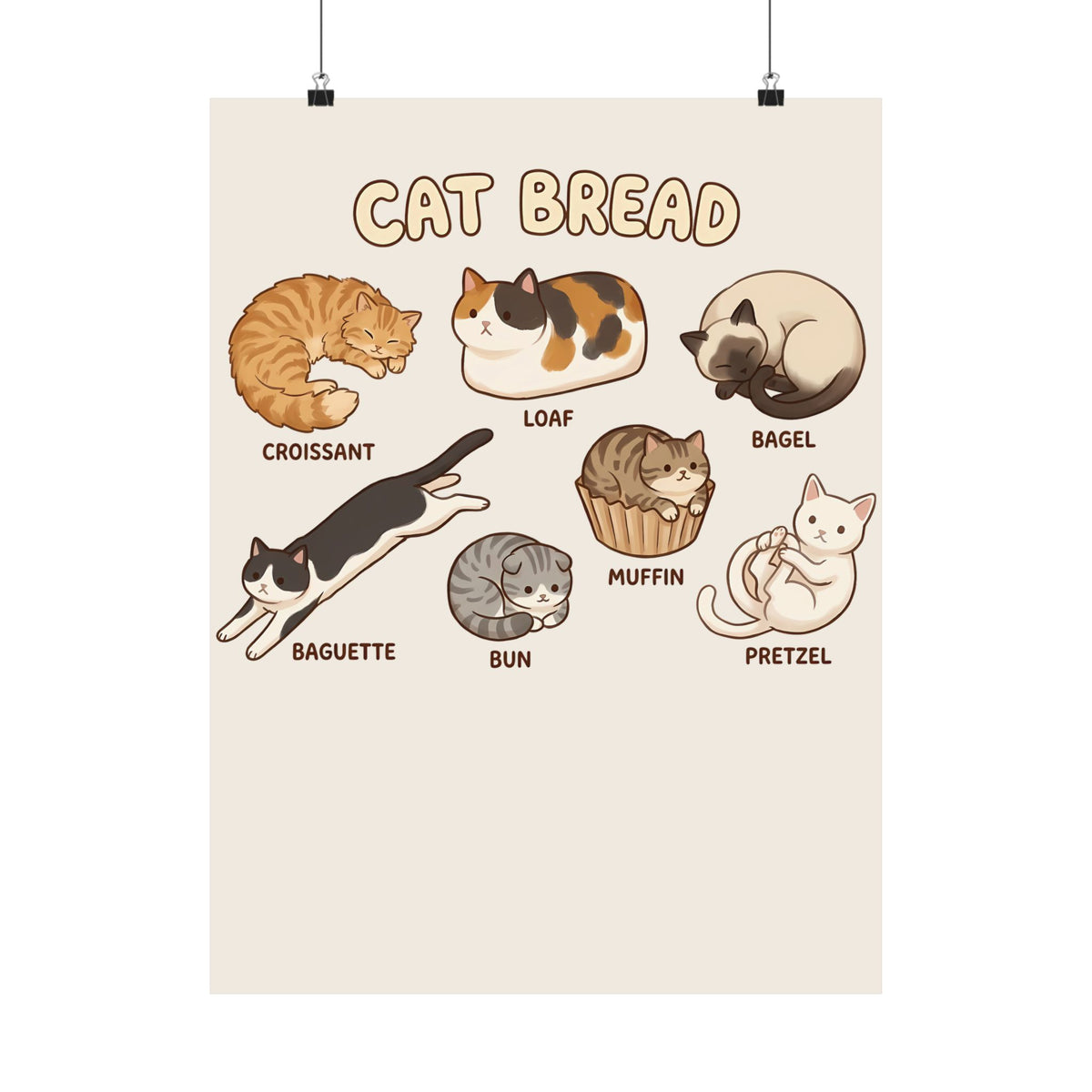 Cats &amp; Breads Poster — Cute Cat and Bread Graphic Poster