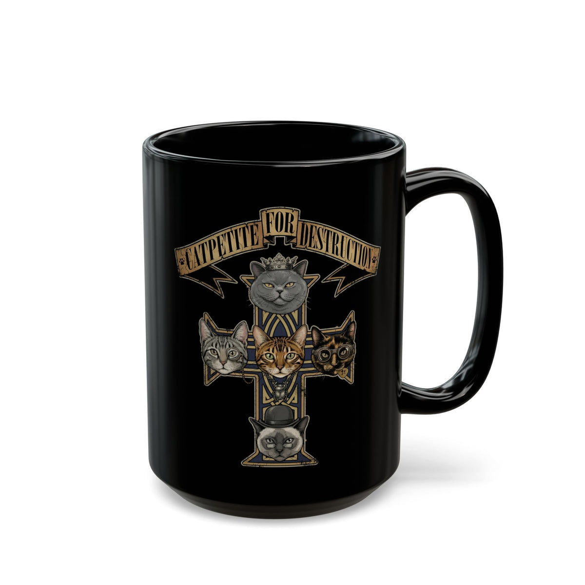 Catpetite For Destruction Black Mug