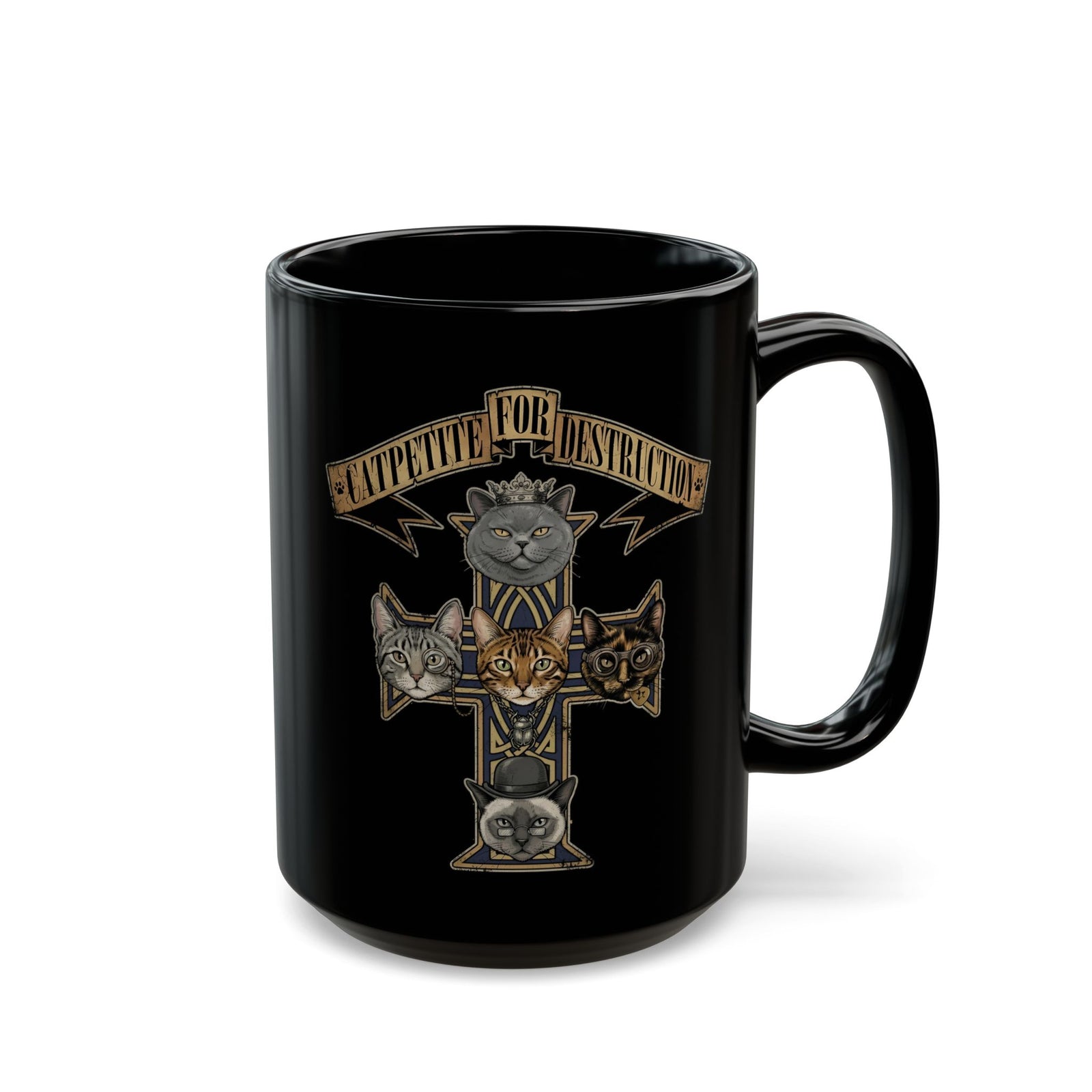 Catpetite For Destruction Black Mug
