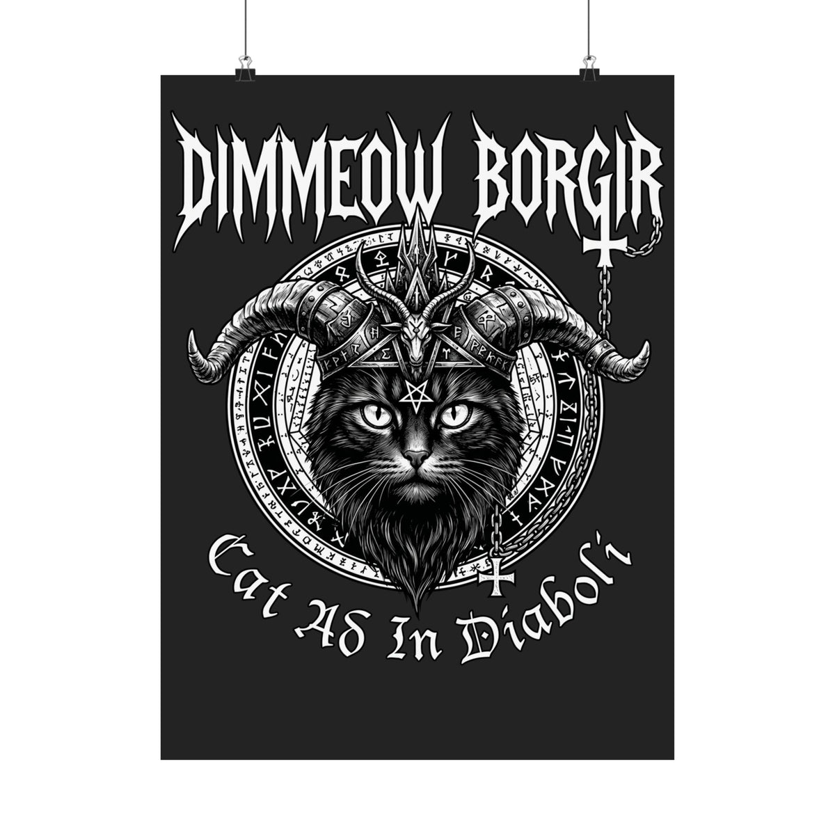 Black Metal Cat Poster — "Dimmeow Borgir" Gothic Cat Band Poster
