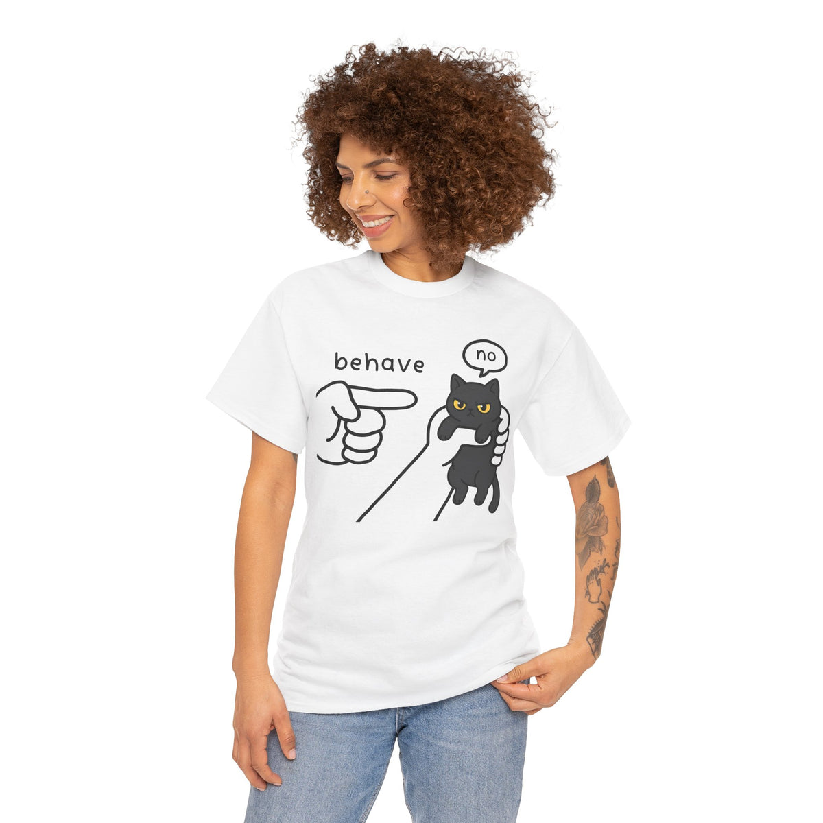 Behave No Black Cat T-Shirt — Cute Funny Cat Graphic Tee
