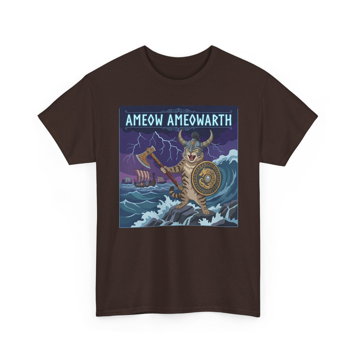 Ameow Ameowarth Cat Viking T-Shirt — Funny Viking Cat Graphic Tee