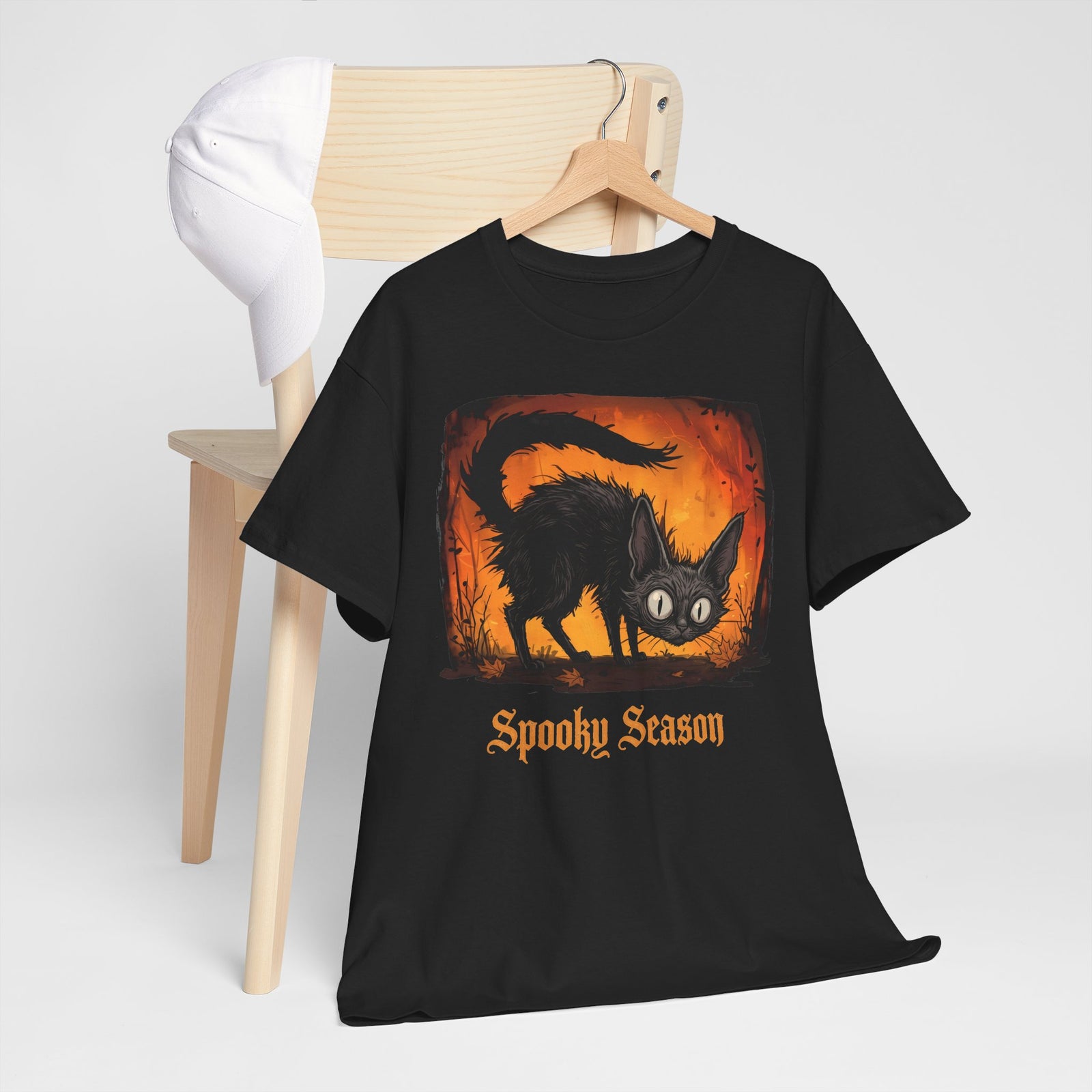 Spooky Season Scaredy Black Cat Shirt — Vintage Halloween Gothic T-Shirt