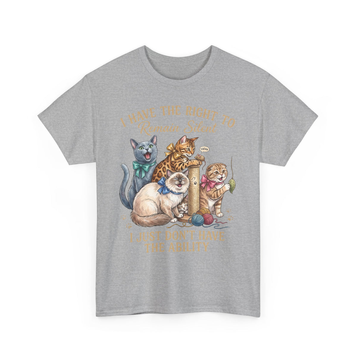 Cat Graphic Tee — "I Have the Right to Remain Silent, I Just Don't Have the Ability"