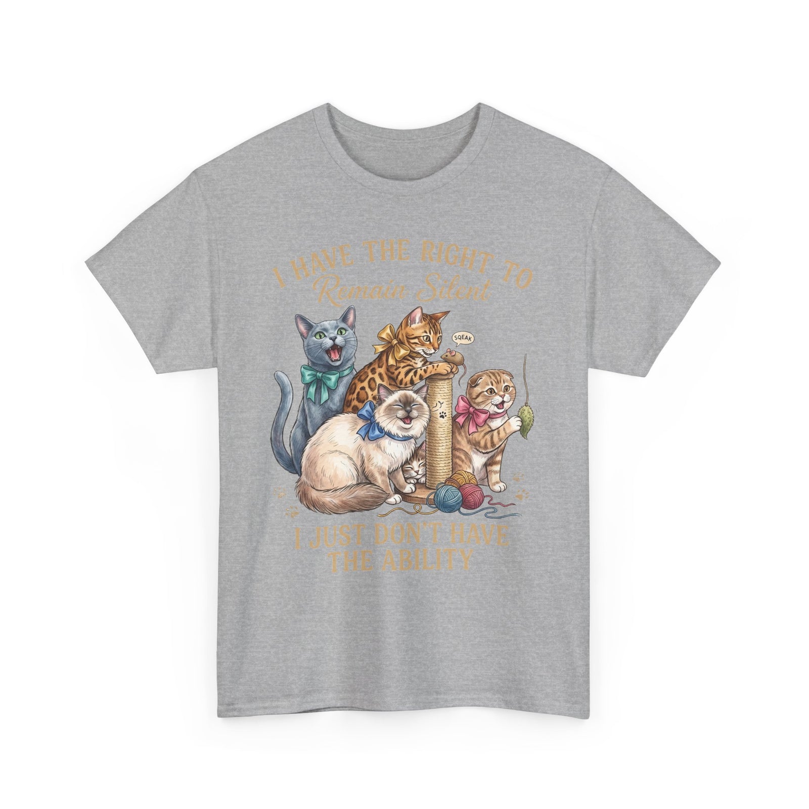 Cat Graphic Tee — "I Have the Right to Remain Silent, I Just Don't Have the Ability"