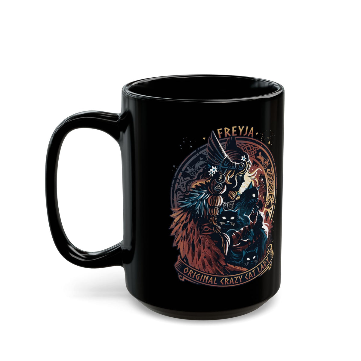 Crazy Cat Lady Black Mug — Freyja Original Cat Lover Mug