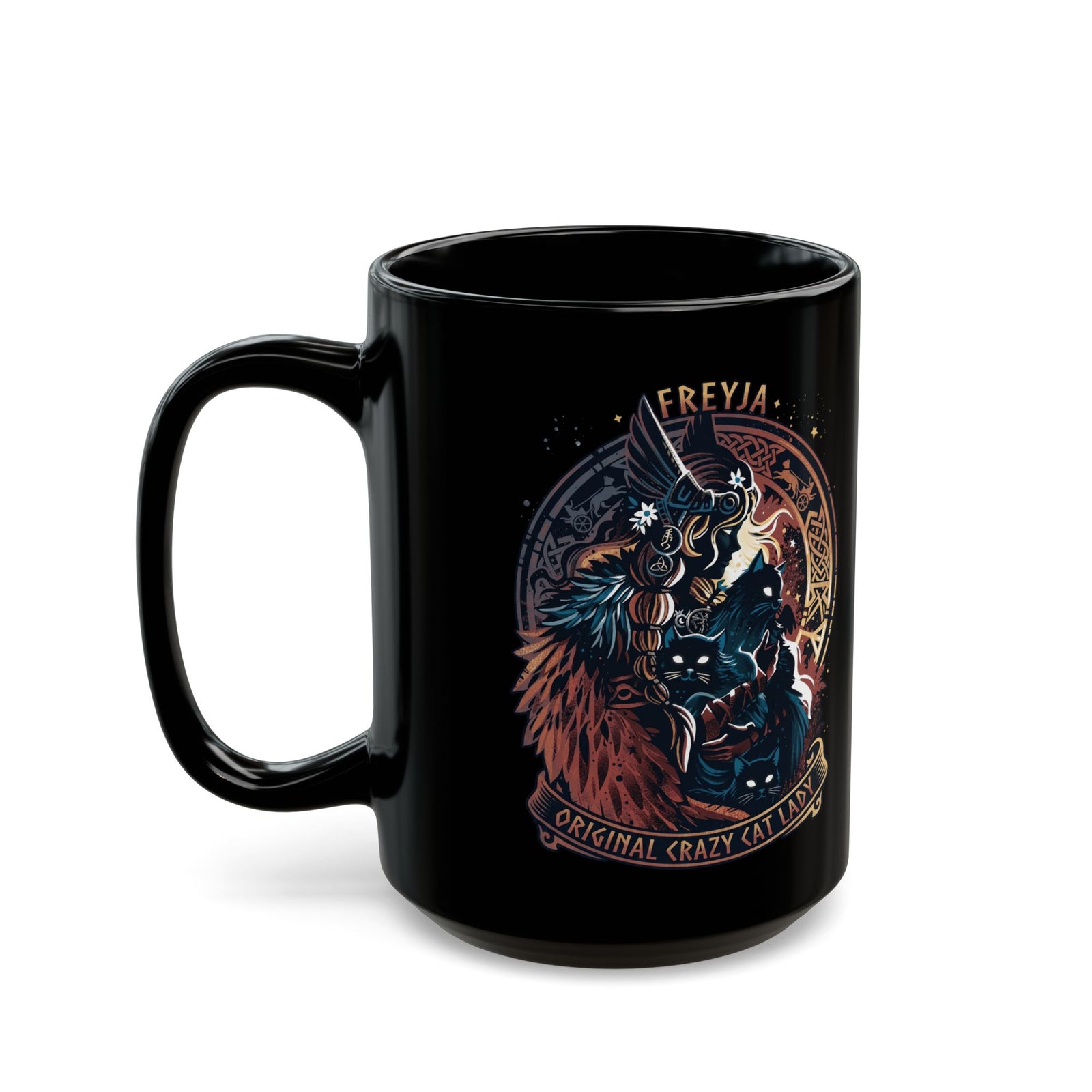 Crazy Cat Lady Black Mug — Freyja Original Cat Lover Mug